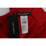 Dolce & Gabbana Red Silk Crystal Roses Shorts