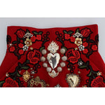 Dolce & Gabbana Red Silk Crystal Roses Shorts