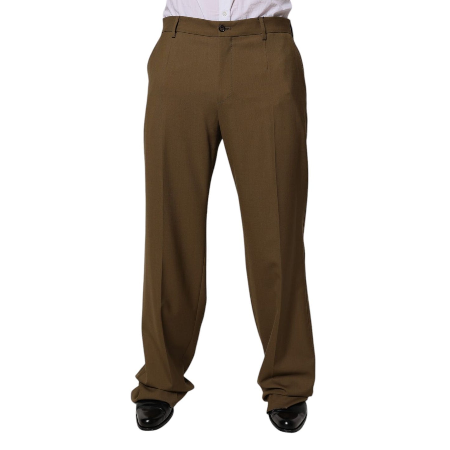 Dolce & Gabbana Brown Wool Straight Formal Dress Pants