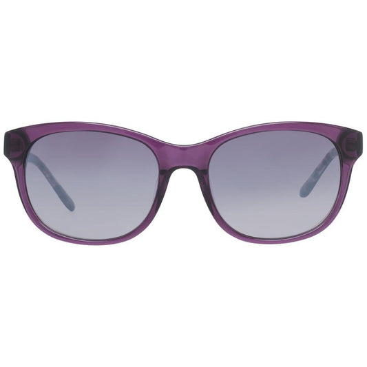 Harley-Davidson purple women's butterfly sunglasses with gradient grey lenses, full-rim plastic frame, 100% UVA & UVB protection.