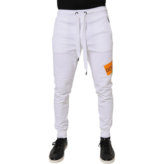 Dolce & Gabbana White Logo Tape Jogger Cotton Sweatpants Pants PAN76052-46