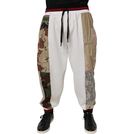 Dolce & Gabbana White Camouflage Patchwork Sweatpants Pants PAN76055-56