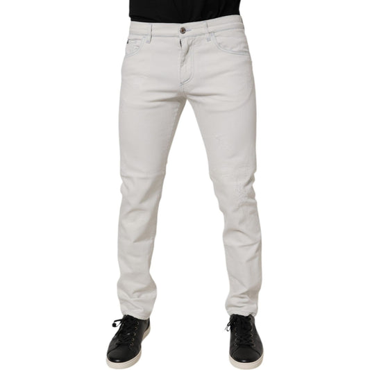 Dolce & Gabbana White Cotton Stretch Skinny Slim Denim Jeans PAN76118-48