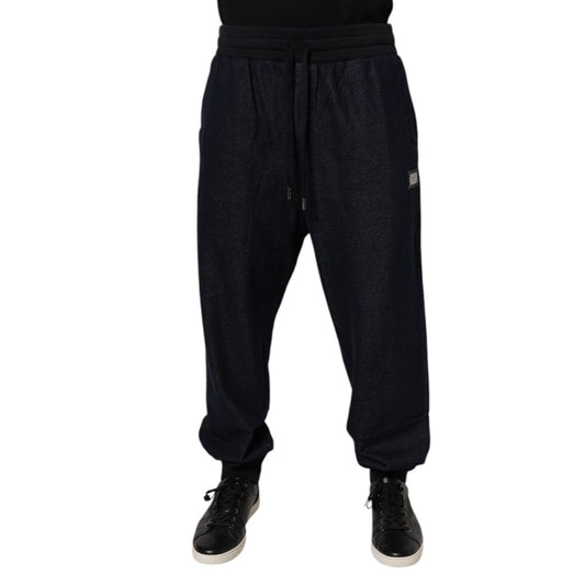 Dolce & Gabbana Black Jacquard Cotton Jogger Sweatpants Pants