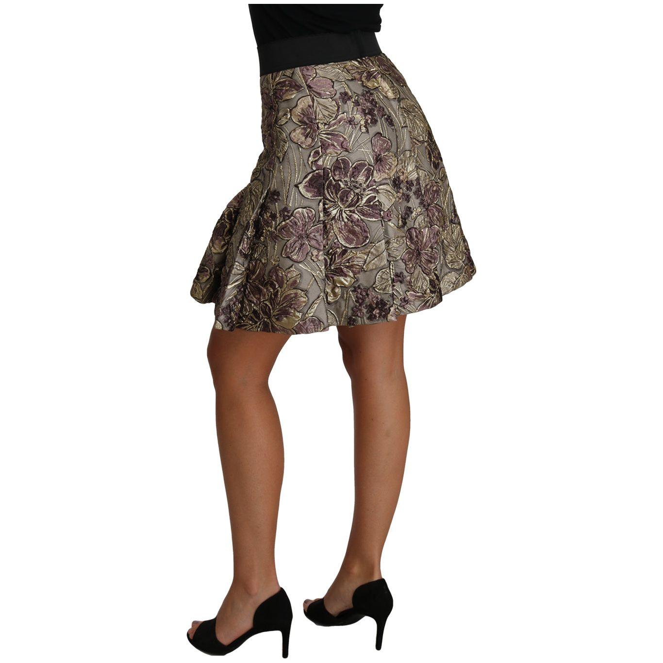Dolce & Gabbana A-Line Mini Floral Print Jaquard Skirt