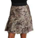 Dolce & Gabbana A-Line Mini Floral Print Jaquard Skirt Skirt