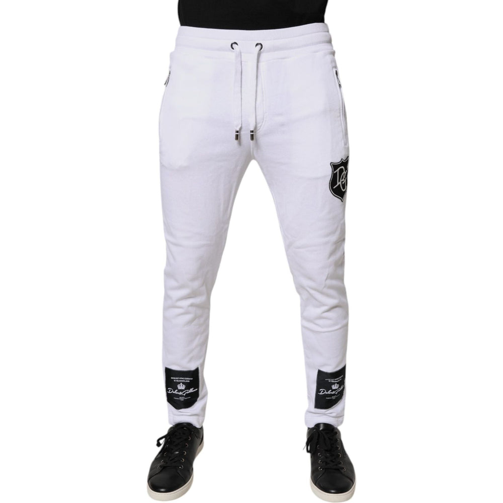 Dolce & Gabbana White Logo Patch Men Skinny Sweatpants Pants PAN76133-46