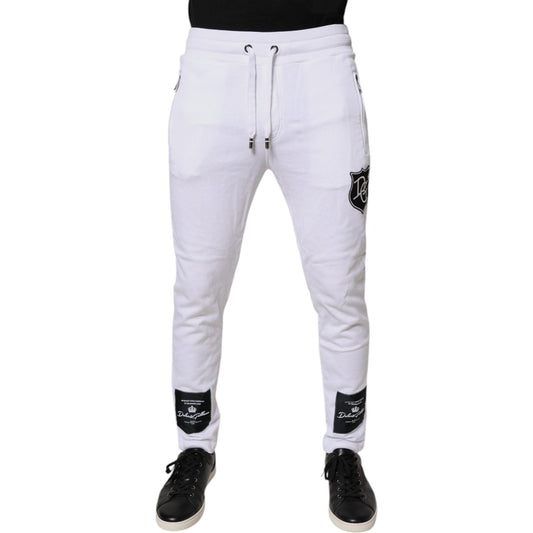 Dolce & Gabbana White Logo Patch Men Skinny Sweatpants Pants PAN76133-46