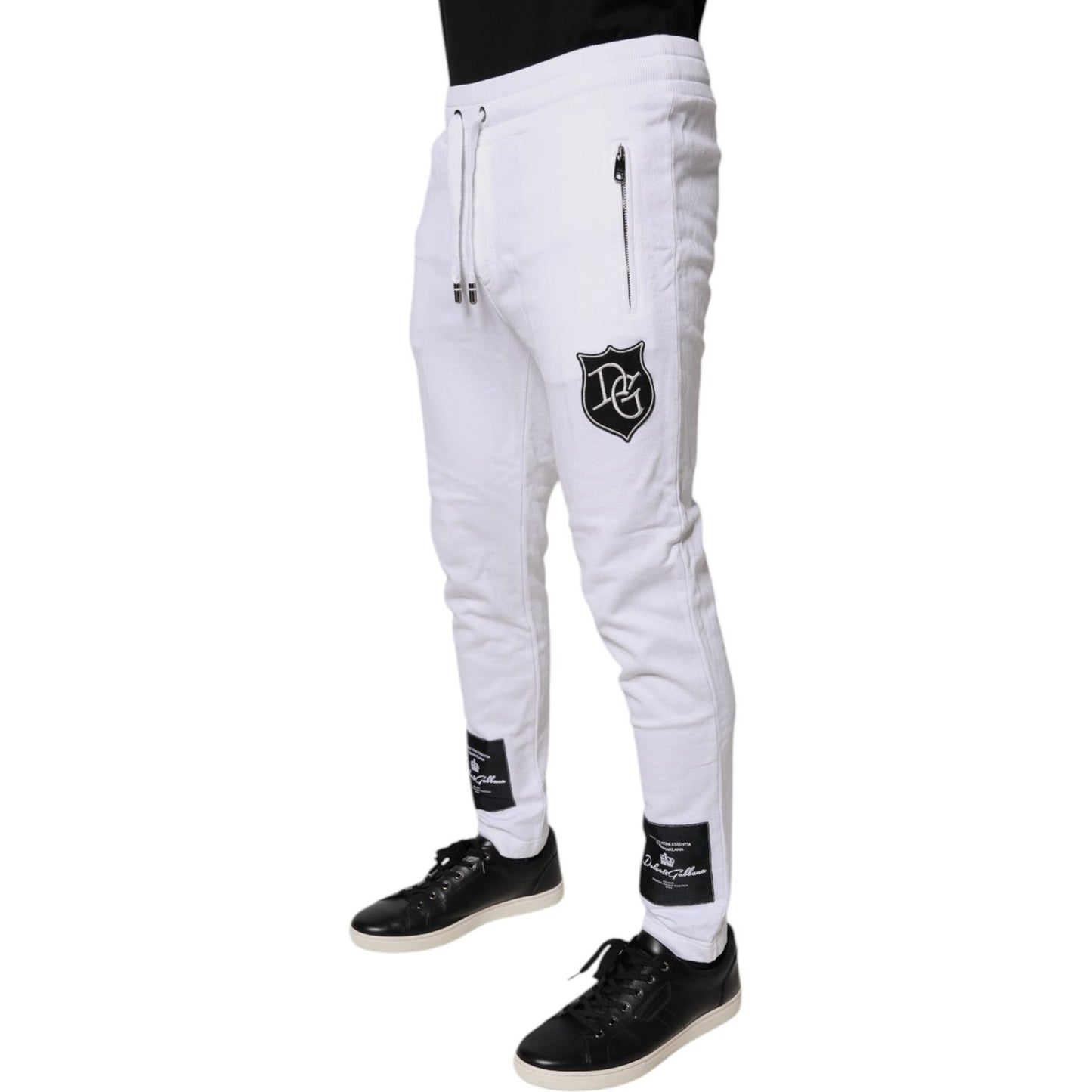 Dolce & Gabbana White Logo Patch Men Skinny Sweatpants Pants PAN76133-46