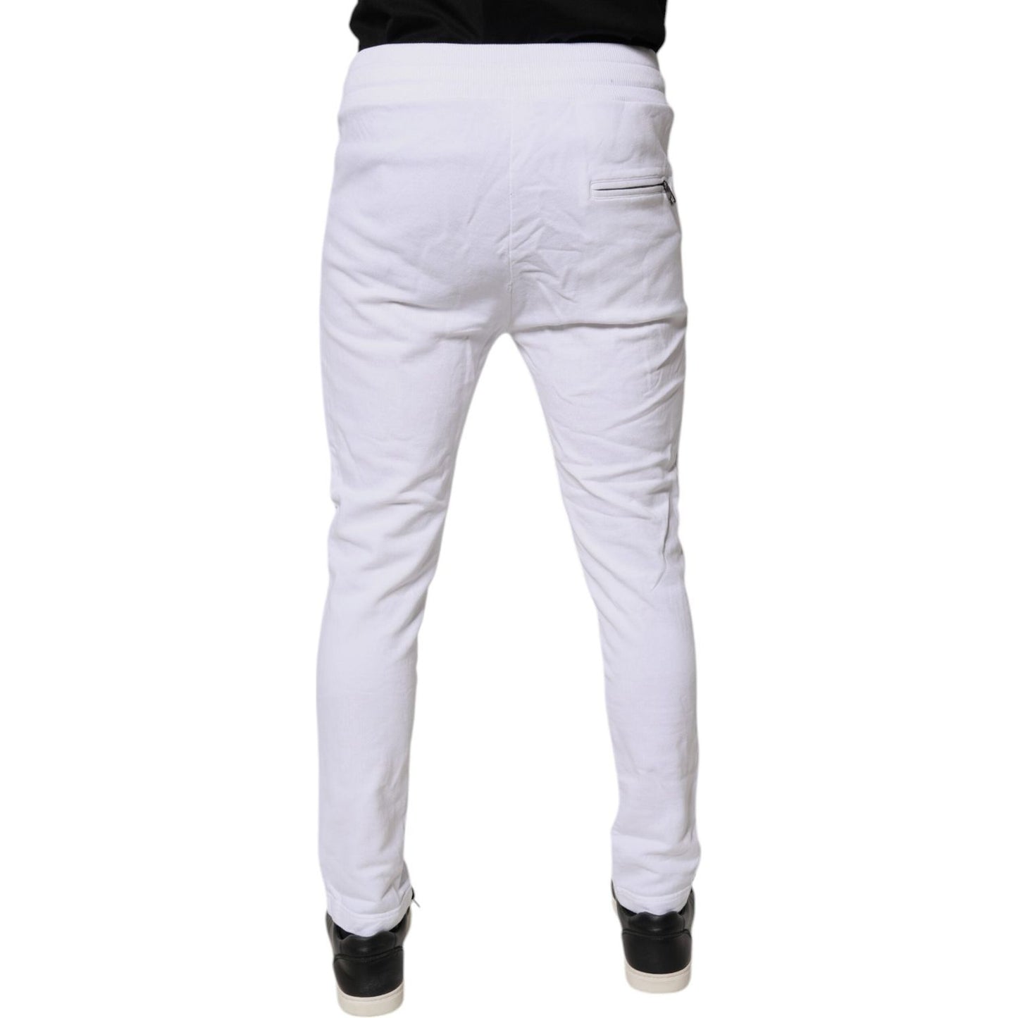 Dolce & Gabbana White Logo Patch Men Skinny Sweatpants Pants PAN76133-46