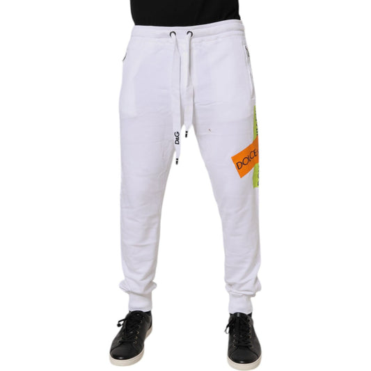 Dolce & Gabbana White Logo Tape Jogger Cotton Sweatpants Pants PAN76134-50