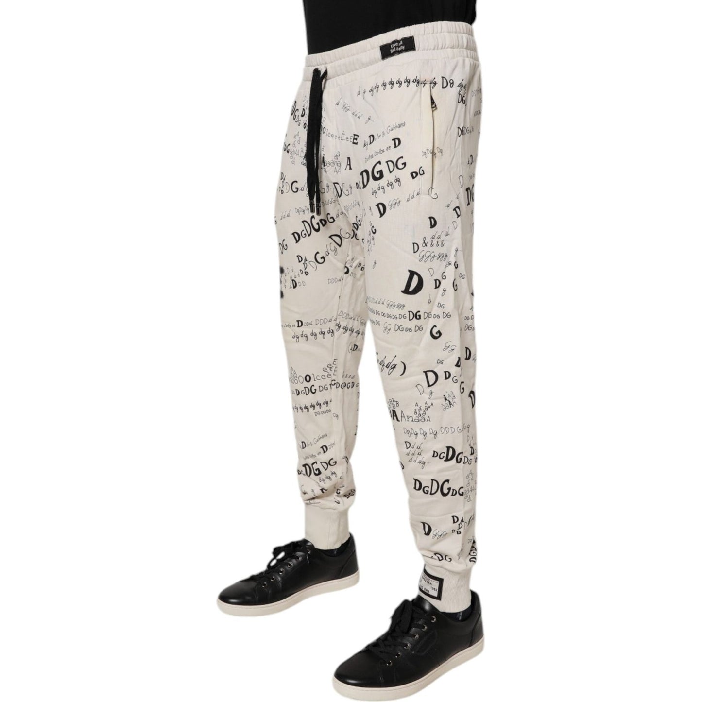 Dolce & Gabbana White Logo Print Men Skinny Sweatpants Pants PAN76135-46