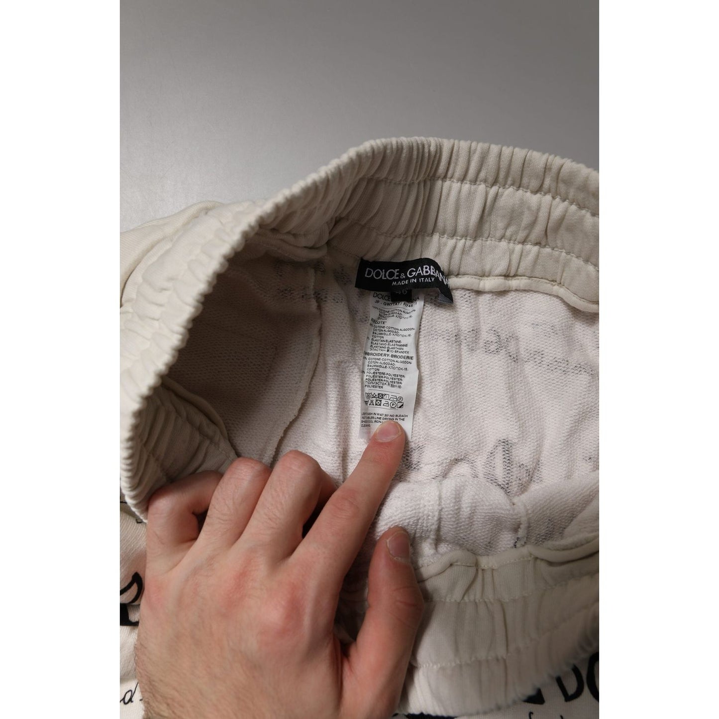 Dolce & Gabbana White Logo Print Men Skinny Sweatpants Pants PAN76135-46