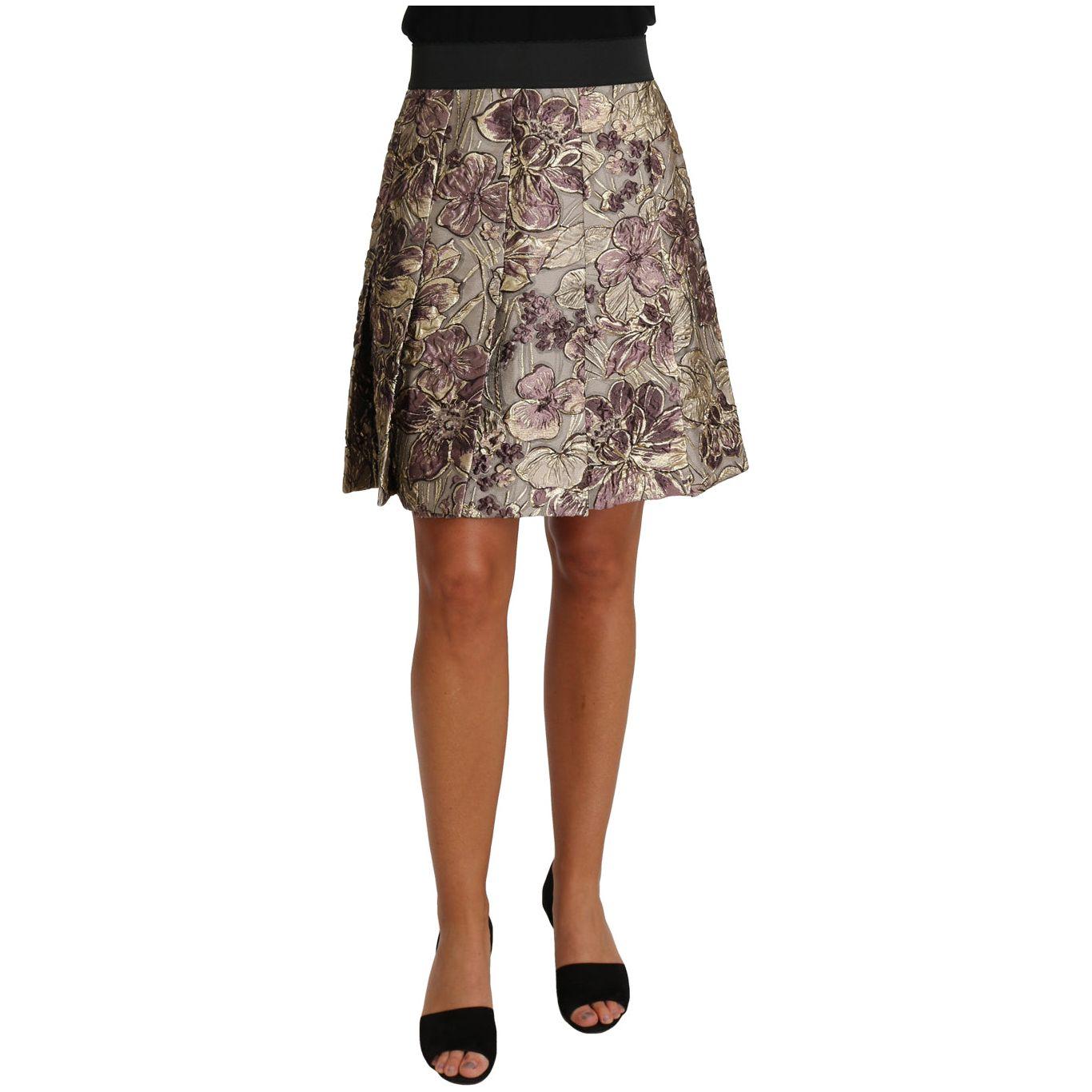 Dolce & Gabbana A-Line Mini Floral Print Jaquard Skirt