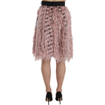 Dolce & Gabbana Pink Gold Fringe Metallic Pencil A-line Skirt