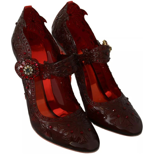 Dolce & Gabbana Red Floral Crystal Heels CINDERELLA Shoes LA7284-38.5