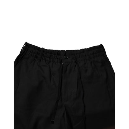 Dolce & Gabbana Black Polyester Men Cropped Pants
