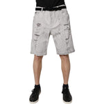 Dolce & Gabbana Light Gray Tattered Men Denim Bermuda Shorts PAN76177-52