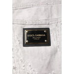 Dolce & Gabbana Light Gray Tattered Men Denim Bermuda Shorts PAN76177-52
