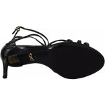 Dolce & Gabbana Black Leather Stiletto Heels Sandals Shoes