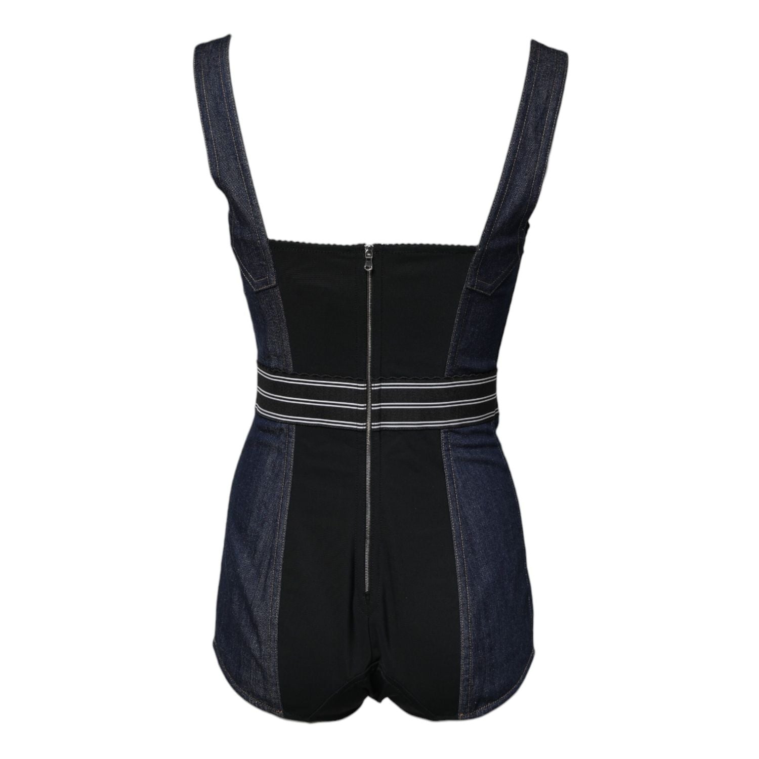 Dolce & Gabbana Blue Cotton Stretch Sleeveless Bodycon Denim Bodysuit