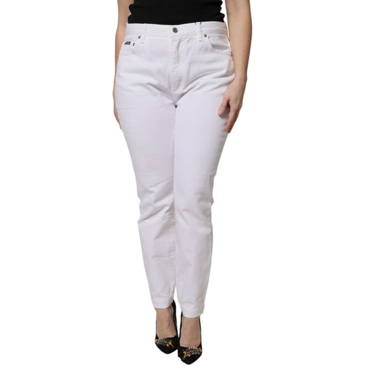 Dolce & Gabbana White Cotton Mid Waist Skinny Denim Jeans PAN75965-48