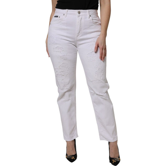Dolce & Gabbana White Cotton High Waist Skinny Denim Jeans PAN76142-42