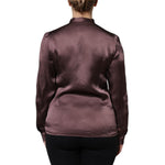 Dolce & Gabbana Brown Ascot Collar Long Sleeve Blouse Top