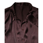 Dolce & Gabbana Brown Ascot Collar Long Sleeve Blouse Top