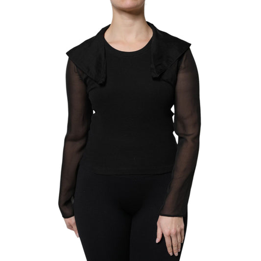 Dolce & Gabbana Black Silk Sheer Long Sleeves Blouse Top