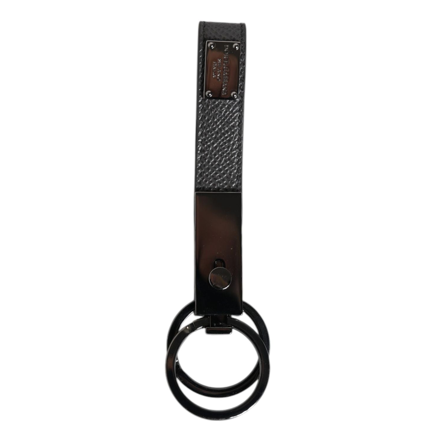 Dolce & Gabbana Brown Leather DG Plaque Double Keyring Holder Keychain