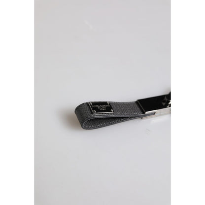 Dolce & Gabbana Brown Leather DG Plaque Double Keyring Holder Keychain