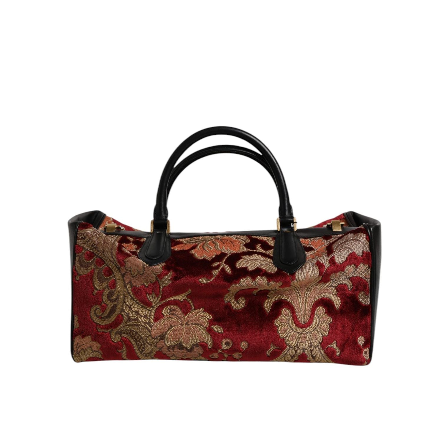 Dolce & Gabbana Multicolor Leather Brocade Velvet Travel Duffle Tote Bag