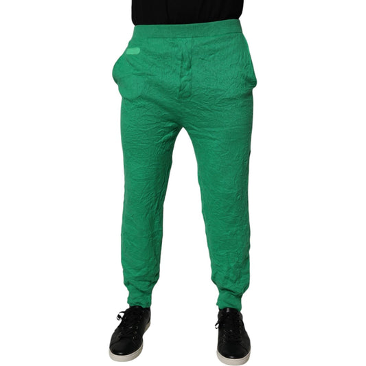 Dsquared² Green Cotton Elastic Waist Men Casual Pants PAN74477-XS