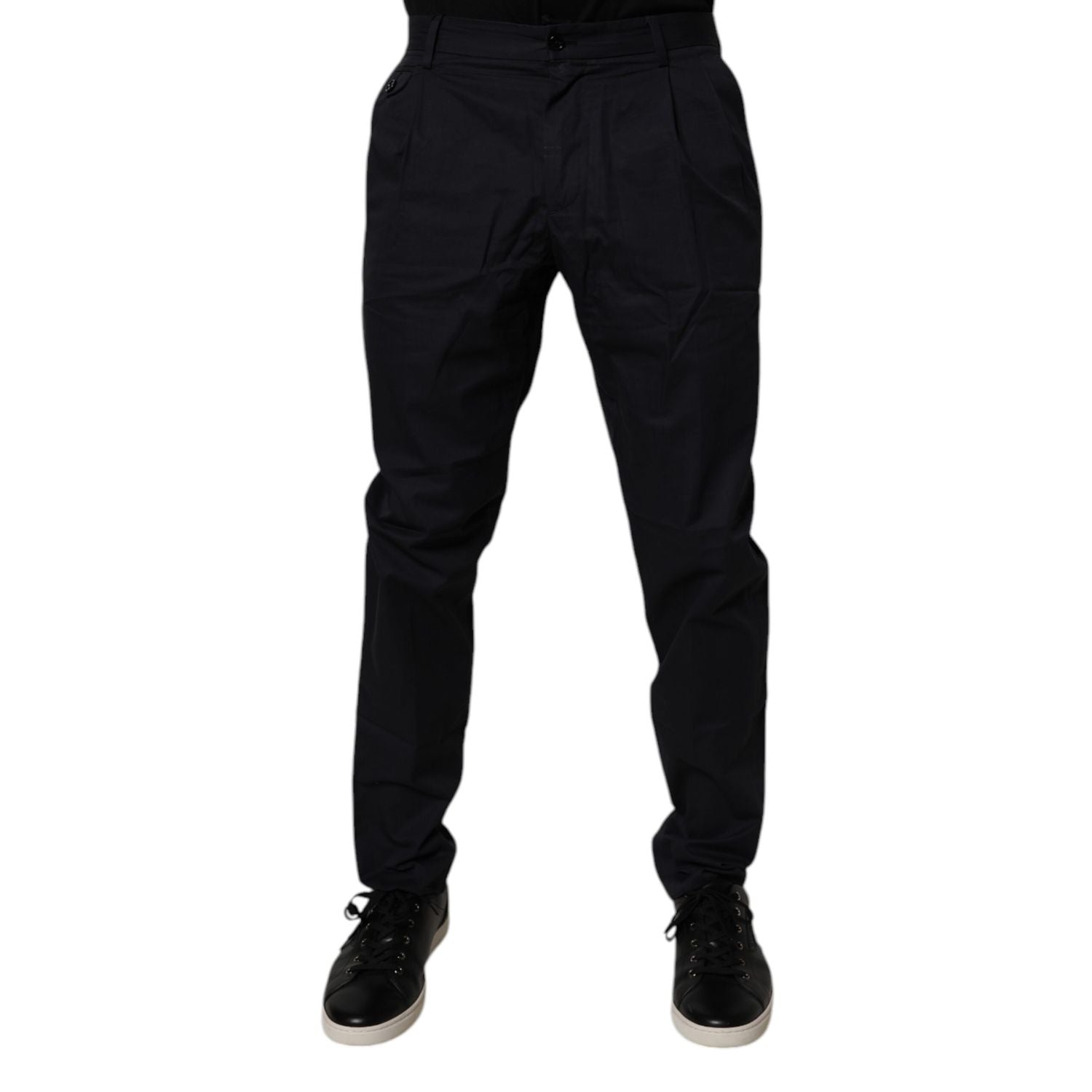 Dolce & Gabbana Dark Blue Cotton Tapered Formal Pants