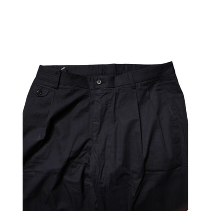 Dolce & Gabbana Dark Blue Cotton Tapered Formal Pants