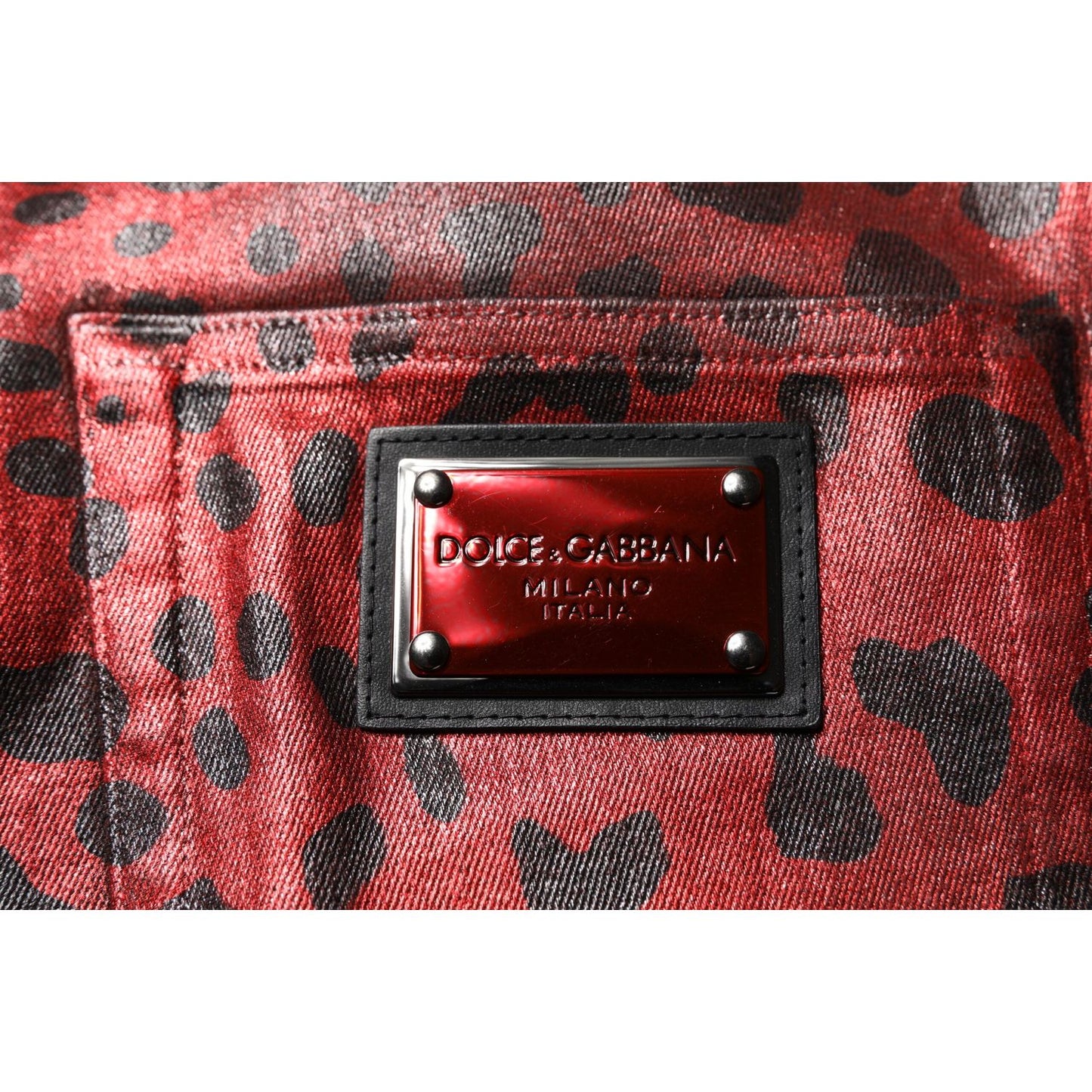 Dolce & Gabbana Red Leopard Cotton Straight Men Denim Jeans PAN75148-48
