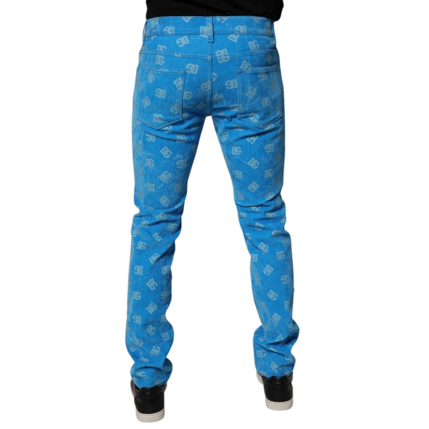 Dolce & Gabbana Blue Logo Monogram Cotton Skinny Denim Jeans