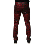 Dolce & Gabbana Red Leopard Cotton Skinny Men Denim Jeans PAN75151-48