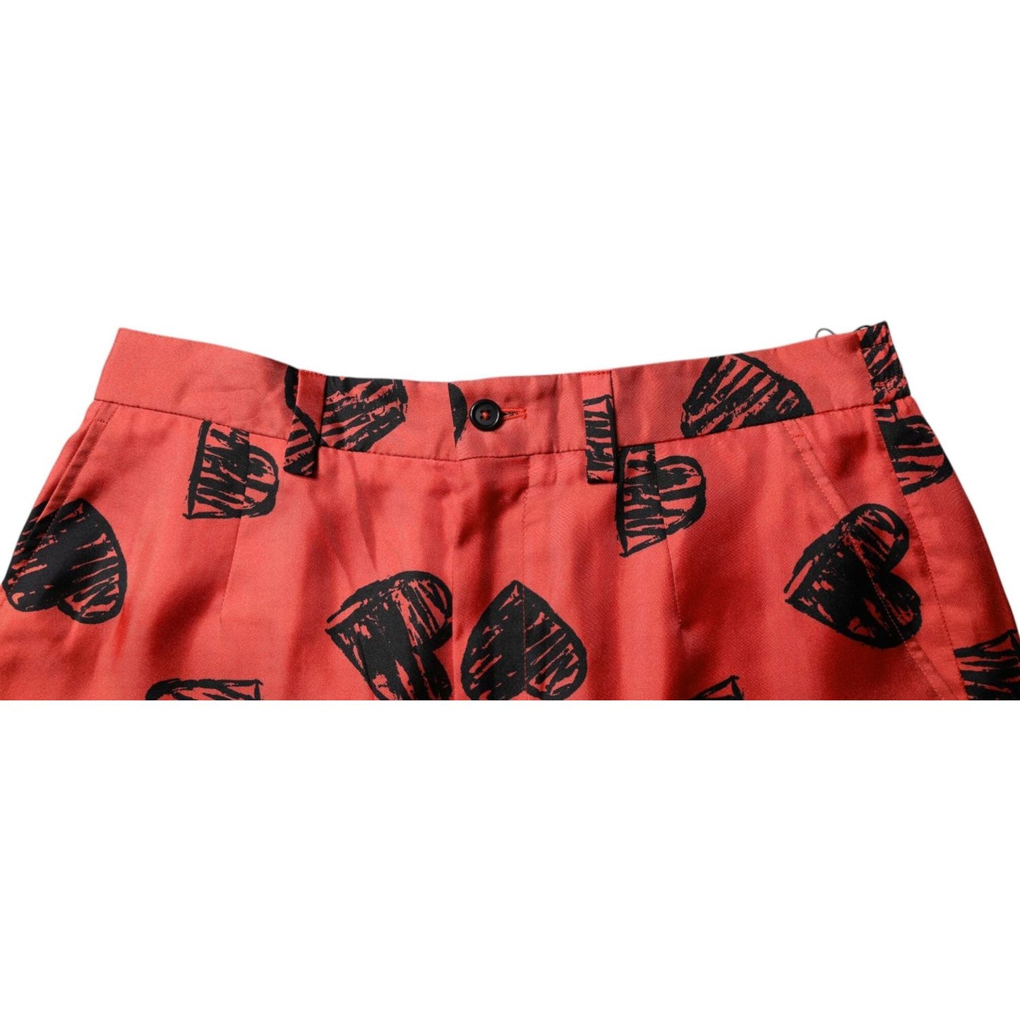 Dolce & Gabbana Orange Silk Heart Print Bermuda Shorts PAN75746-48