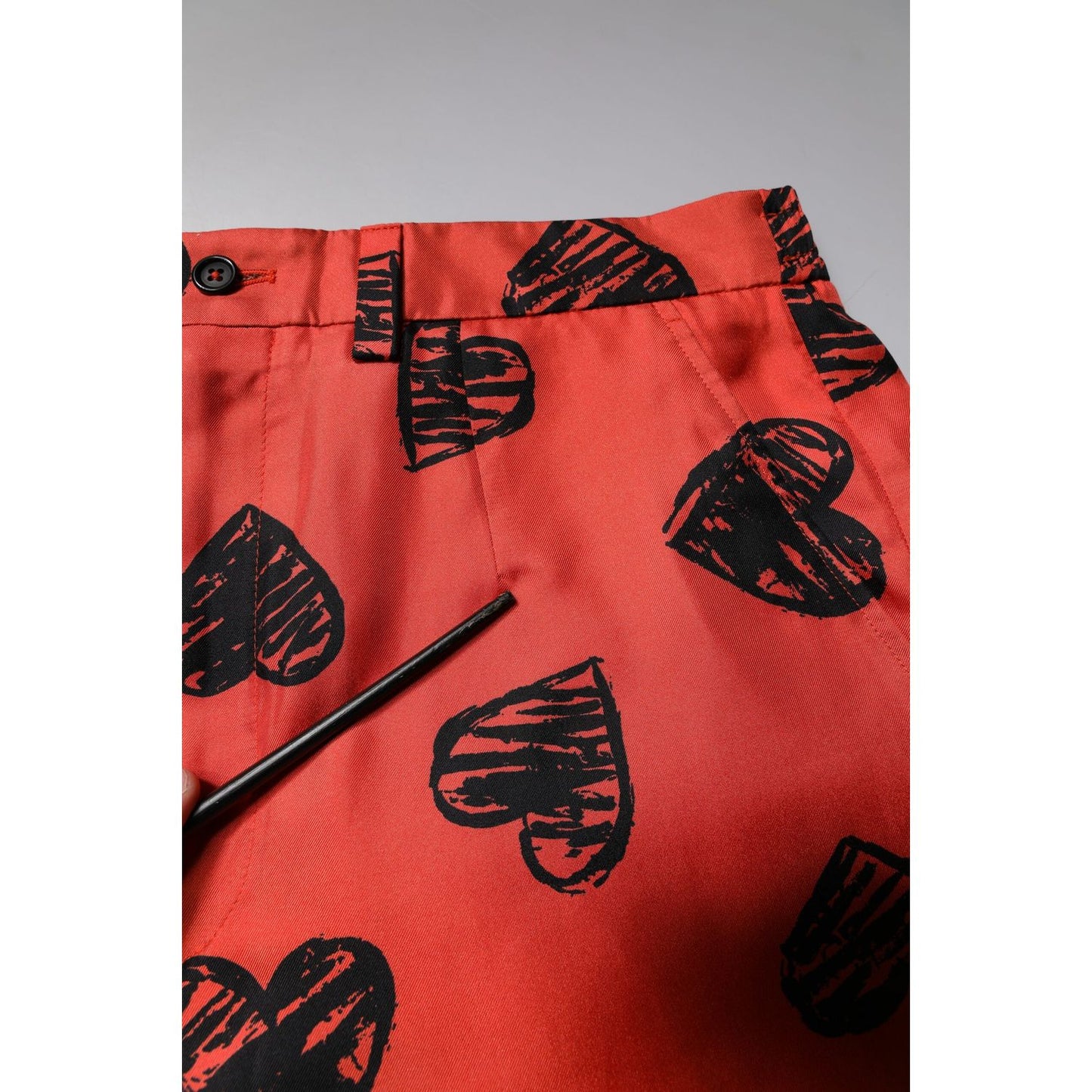 Dolce & Gabbana Orange Silk Heart Print Bermuda Shorts PAN75746-48