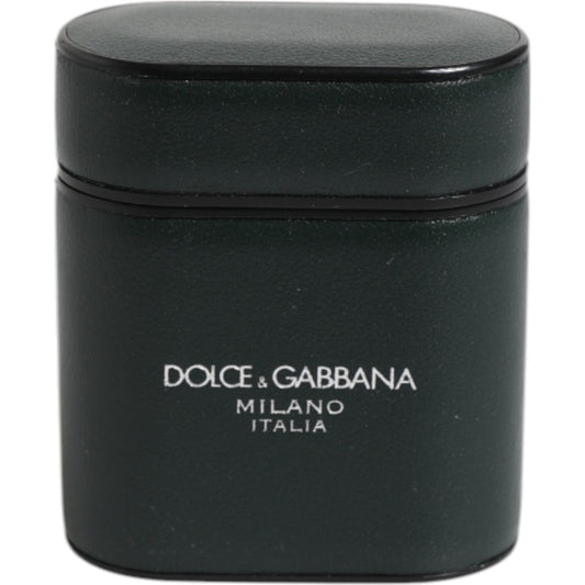 Dolce & Gabbana Black Calfskin Leather Logo Print Flip Holder Airpods Case Dolce & Gabbana Dark Slate Gray