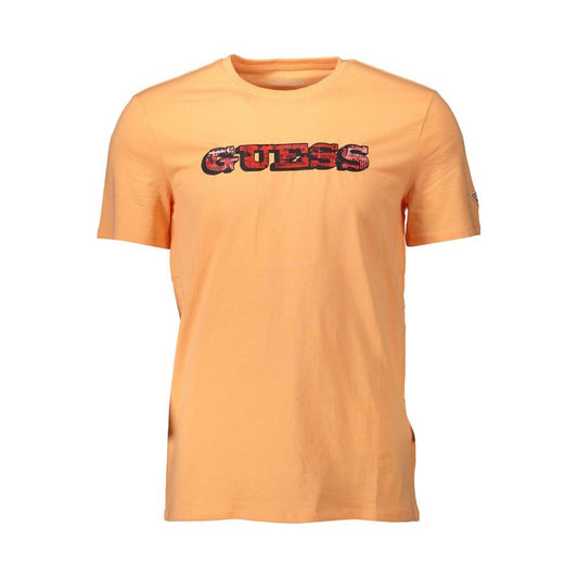 Guess Jeans Orange Cotton Men T-Shirt Guess Jeans Sandy Brown
