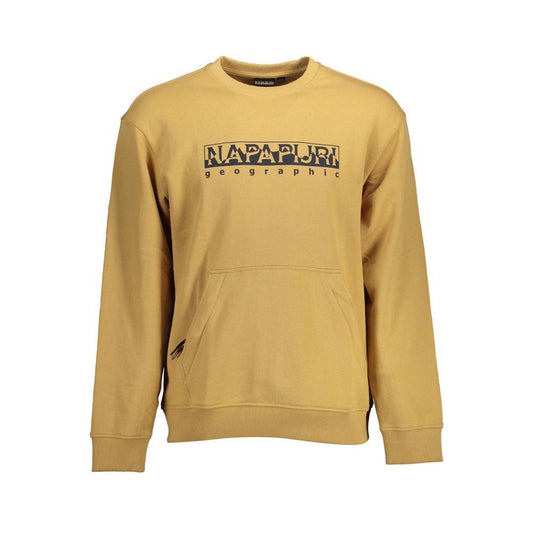 Napapijri Beige Cotton Men Sweater Napapijri Dark Khaki