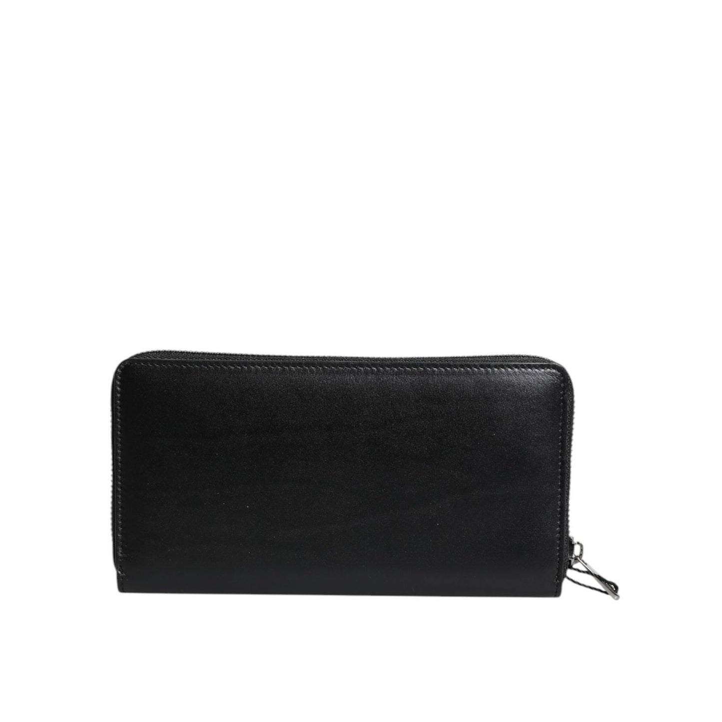Dolce & Gabbana Black Leather Logo Plaque Zip Around Continental Wallet