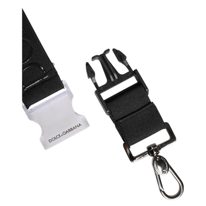 Dolce & Gabbana Black Stretch Polyester Rubberised DG Logo Keychain