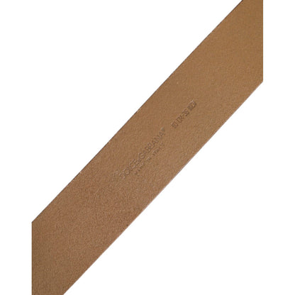 Dolce & Gabbana Brown Leather Classic Metal Logo Buckle Belt