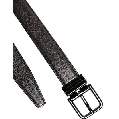 Dolce & Gabbana Black Leather Classic Metal Logo Buckle Belt