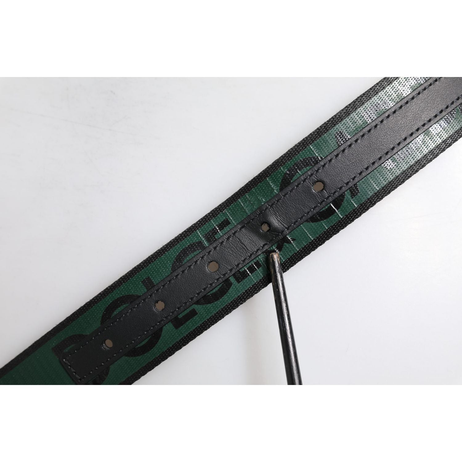 Dolce & Gabbana Green Black Classic Metal Logo Buckle Belt