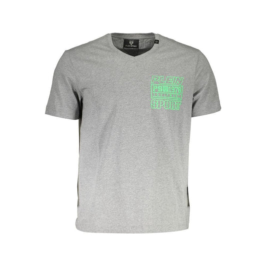 Plein Sport Gray Cotton Men T-Shirt Plein Sport Dark Gray